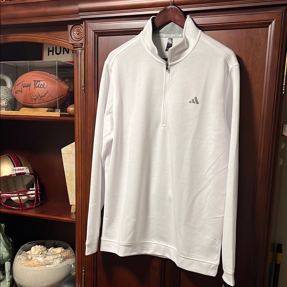 Brand New Adidas White Sportswear 1/4 Zip Up Pullover Sweats Long Sleeve Top! - Picture 7 of 11